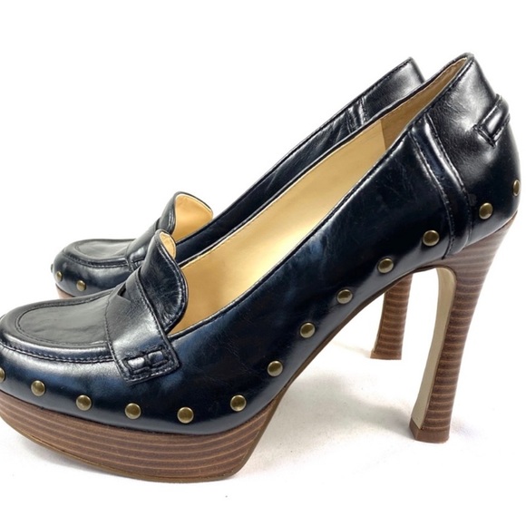 Enzo Angiolini Platform Penny Loafer Pumps with Gold Studs - SIZE 7.5 WORN ONCE! - Picture 5 of 7